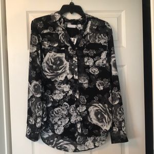 Rose button down top